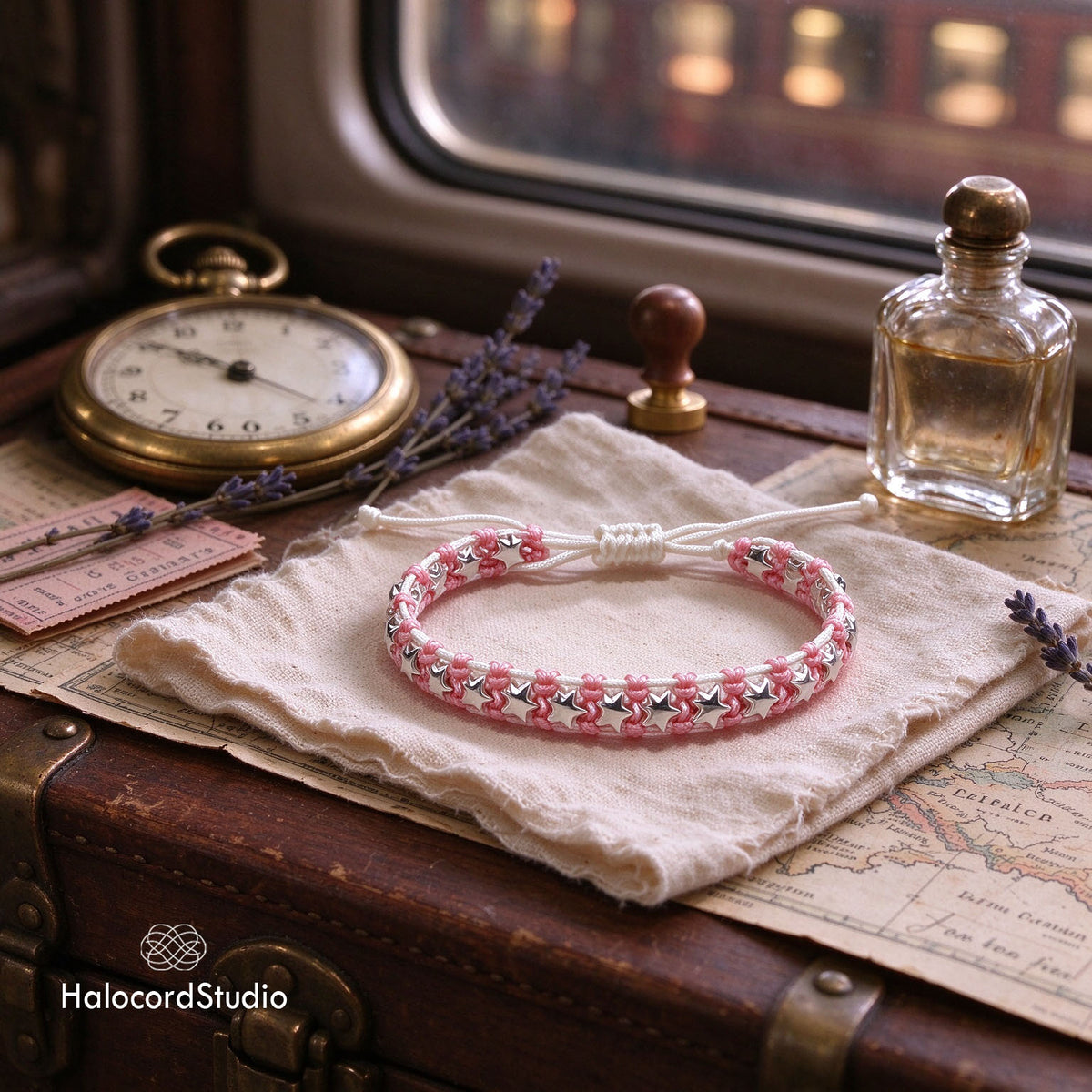 Handmade Woven Star Charm Bracelet – Adjustable Sliding Cord