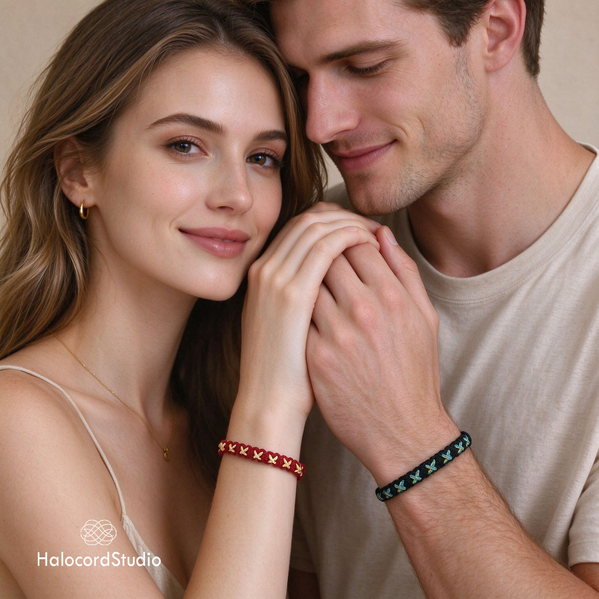 Handmade Woven Cross-Stitch Cord Bracelet – Adjustable Sliding Clasp