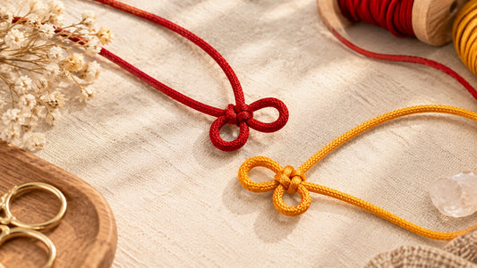 Step-by-step tutorial for tying a decorative double loop knot for DIY cord bracelets and jewelry