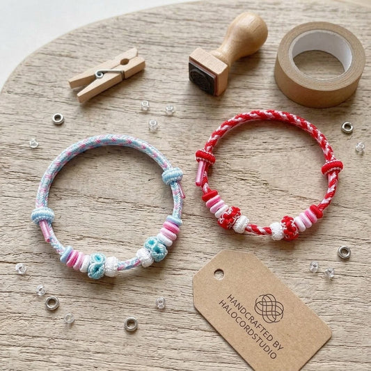 College aesthetic guide matching famous US universities with handcrafted cord bracelets