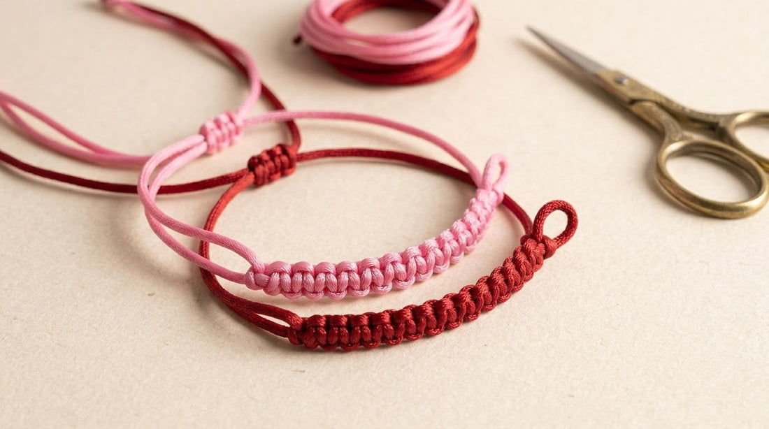 Step-by-step Lark’s Head knot tutorial diagram for DIY handmade bracelets