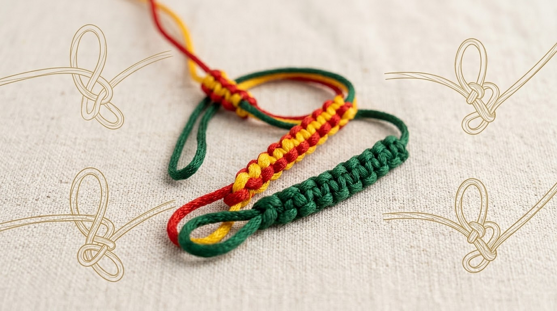 Step-by-step locked knot braiding tutorial for handmade cord bracelets