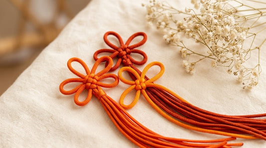 Oxalis Knot DIY step-by-step tutorial diagram and finished decorative knot