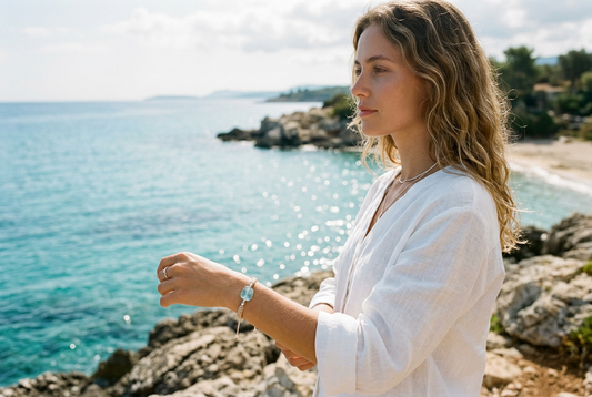 Aquamarine Gemstone Bracelet by Turquoise Ocean Lagoon - Avatar The Way of Water and Taoist Flow