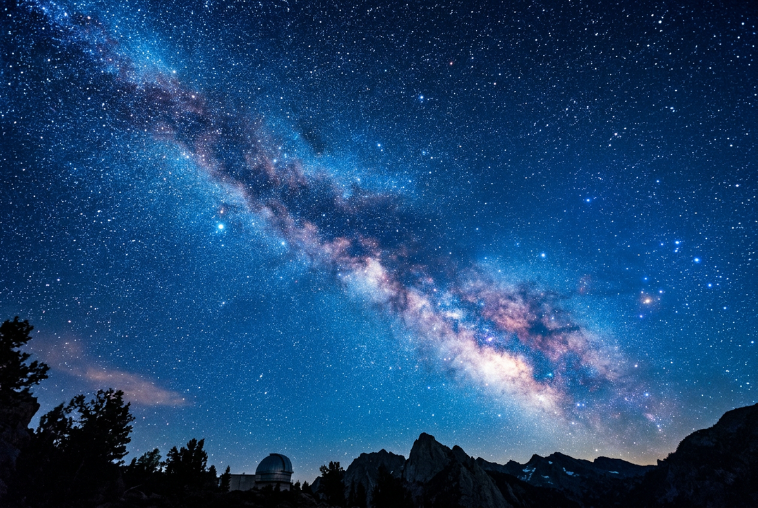 Breathtaking azure blue starry night sky with shimmering celestial starlight and cosmic constellations