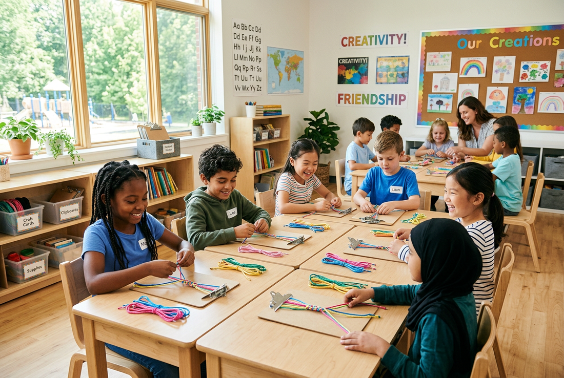 Mess-free DIY cord crafting in an elementary classroom