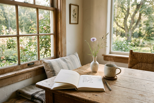 Do Without Competing - Unhurried Morning Table with Journal and Steaming Coffee