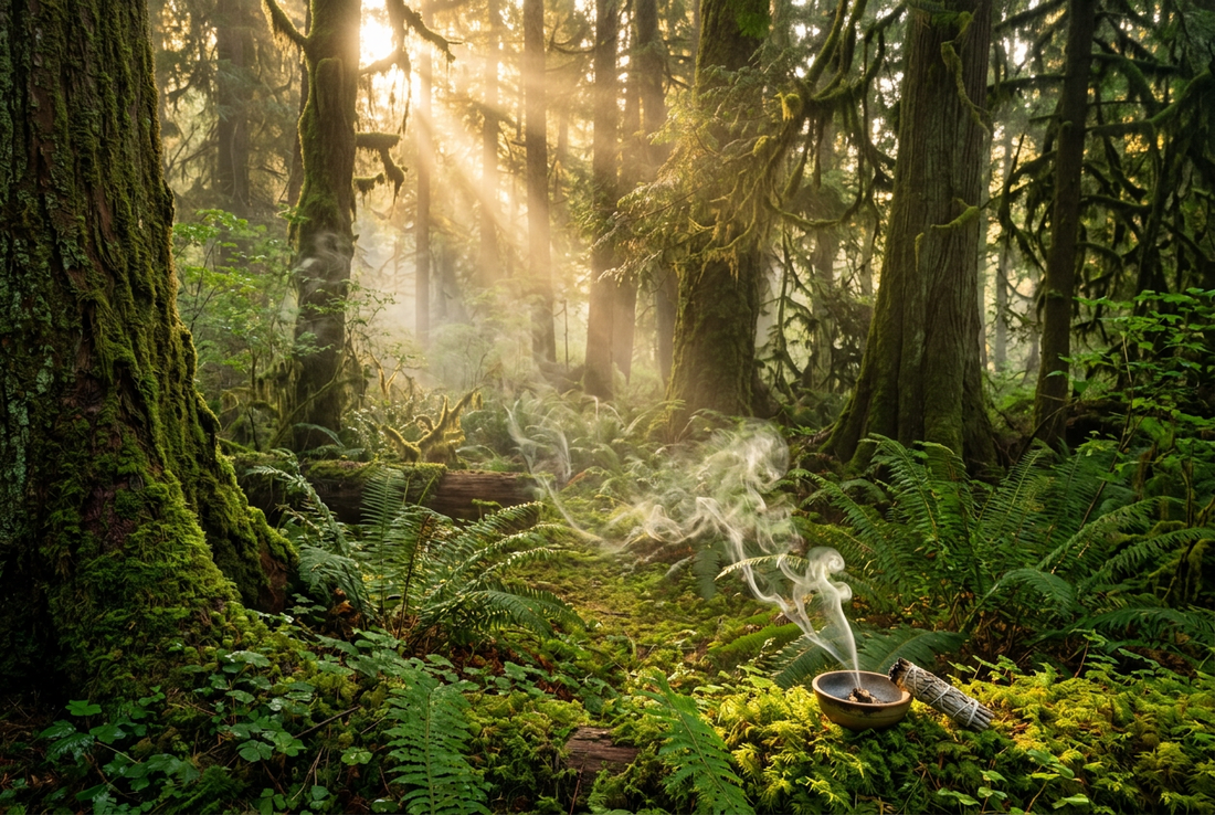 Forest Bathing & Botanical Smudging: The Shinrin-Yoku Guide to Biophilic Grounding & Cord Talismans
