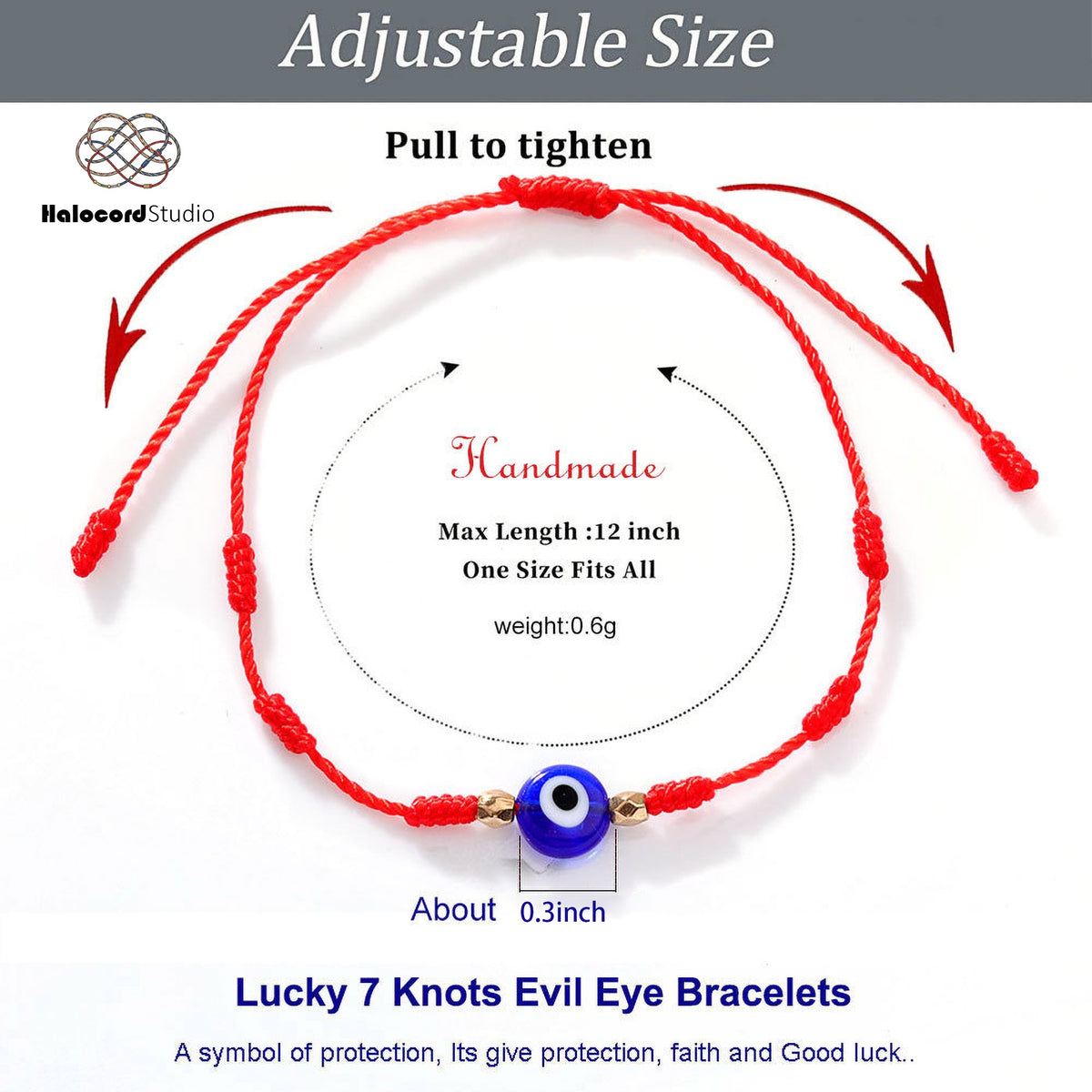 Evil Eye 7-Knot Lucky Charm Bracelet Set (2pcs)