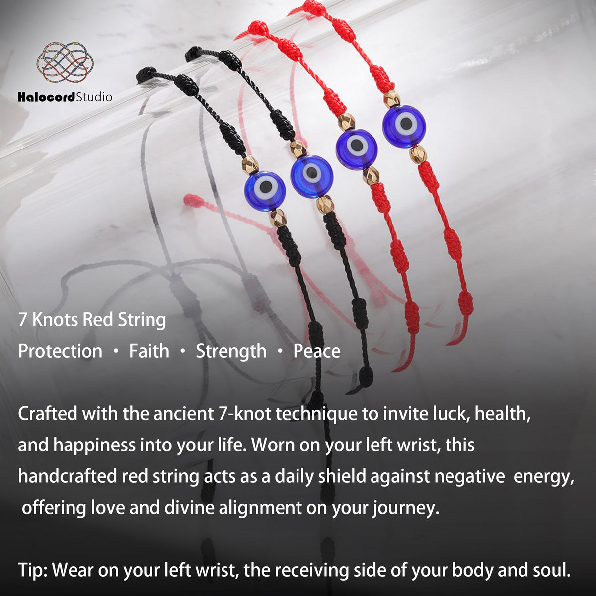 Evil Eye 7-Knot Lucky Charm Bracelet Set (2pcs)