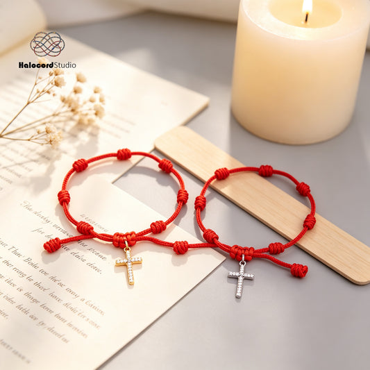 7 Knots Red String Cross Bracelet – Spiritual Protection Gift for Women & Men