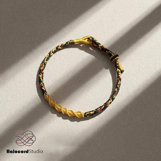 Handmade Lucky Bracelet – Gold Spiral Woven Cord with Adjustable Clasp