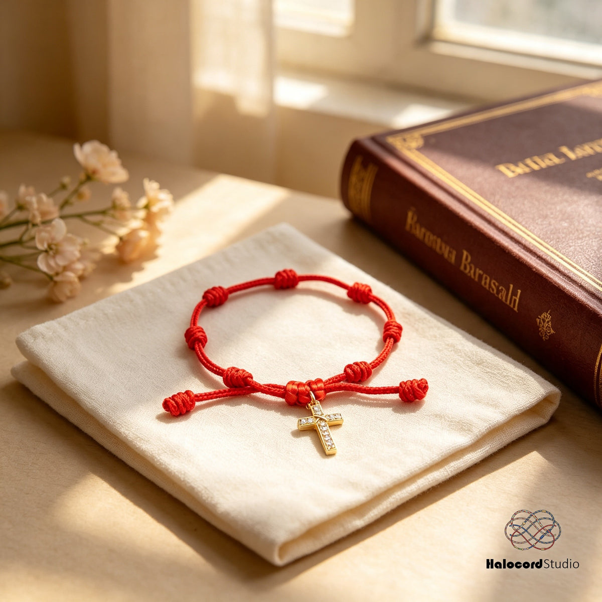 7 Knots Red String Cross Bracelet – Spiritual Protection Gift for Women & Men