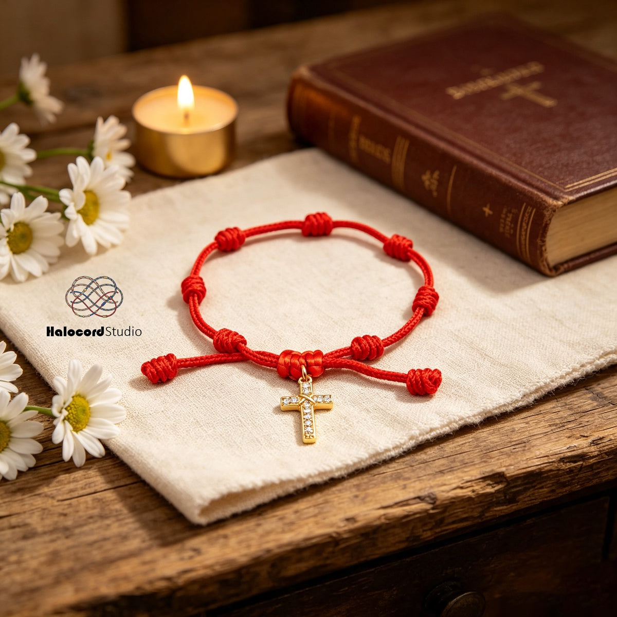 7 Knots Red String Cross Bracelet – Spiritual Protection Gift for Women & Men