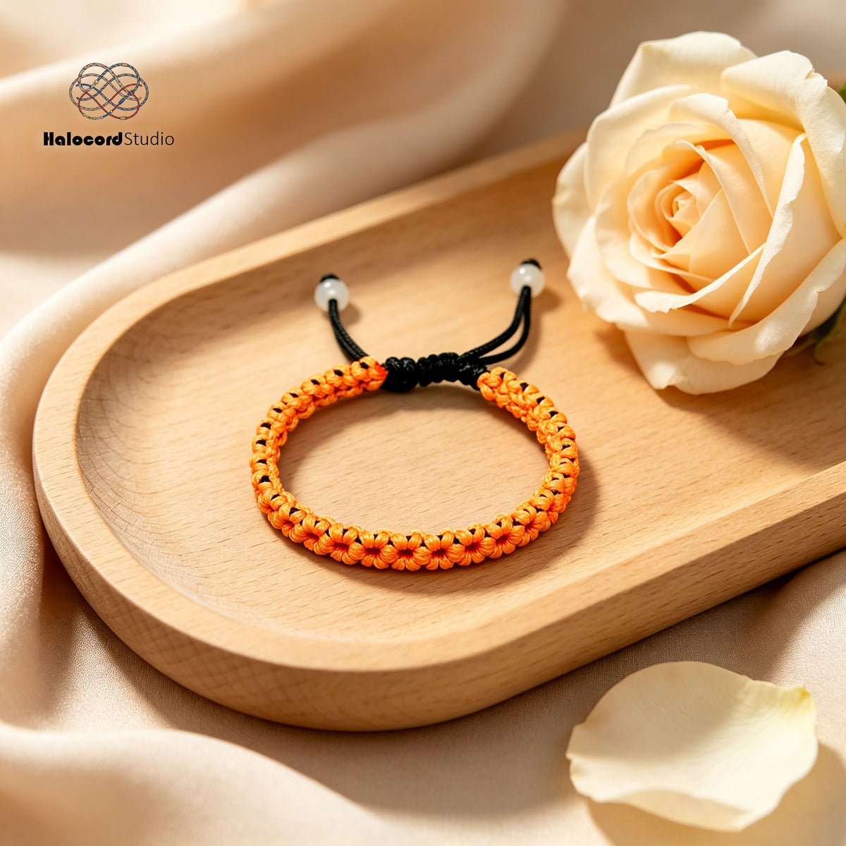 Handwoven Cherry Blossom Bracelet – Minimalist Japandi Boho Style