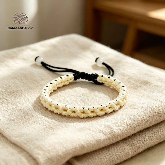 Handwoven Cherry Blossom Bracelet – Minimalist Japandi Boho Style