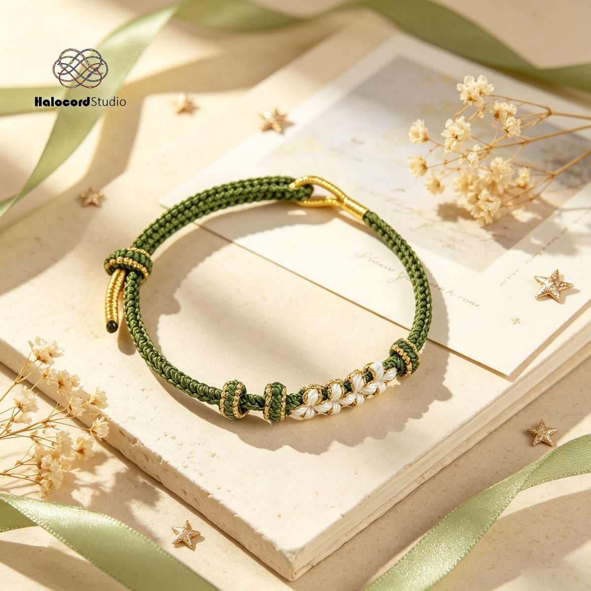 Peach Blossom Knot Bracelet | Handwoven 8-Strand Cord with Removable Charm Rings