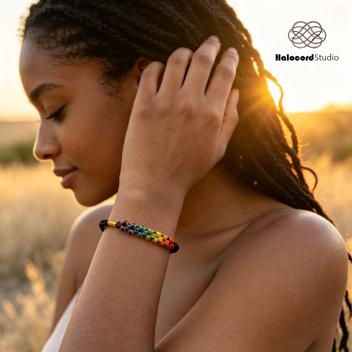 Handmade Rainbow Flower Lucky Bracelet – Roses All the Way
