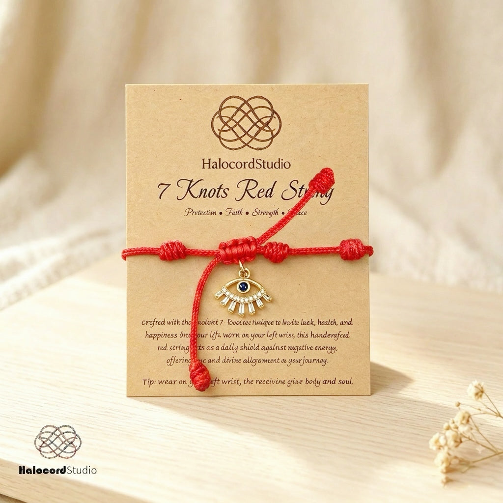 7 Knots Kabbalah Red String Evil Eye Bracelet