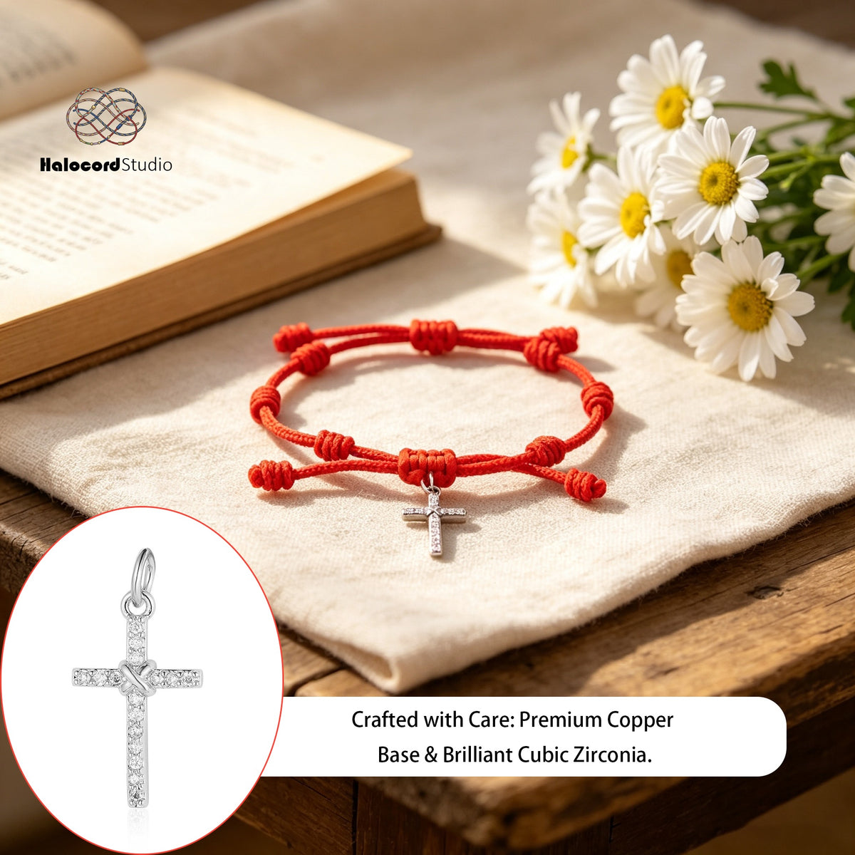 7 Knots Red String Cross Bracelet – Spiritual Protection Gift for Women & Men