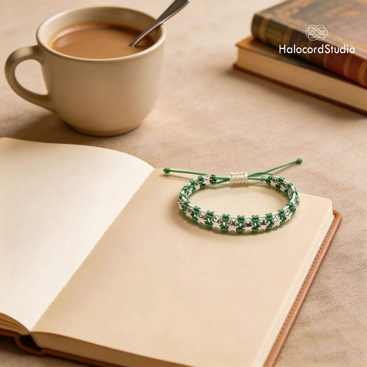 Handmade Woven Star Charm Bracelet – Adjustable Sliding Cord