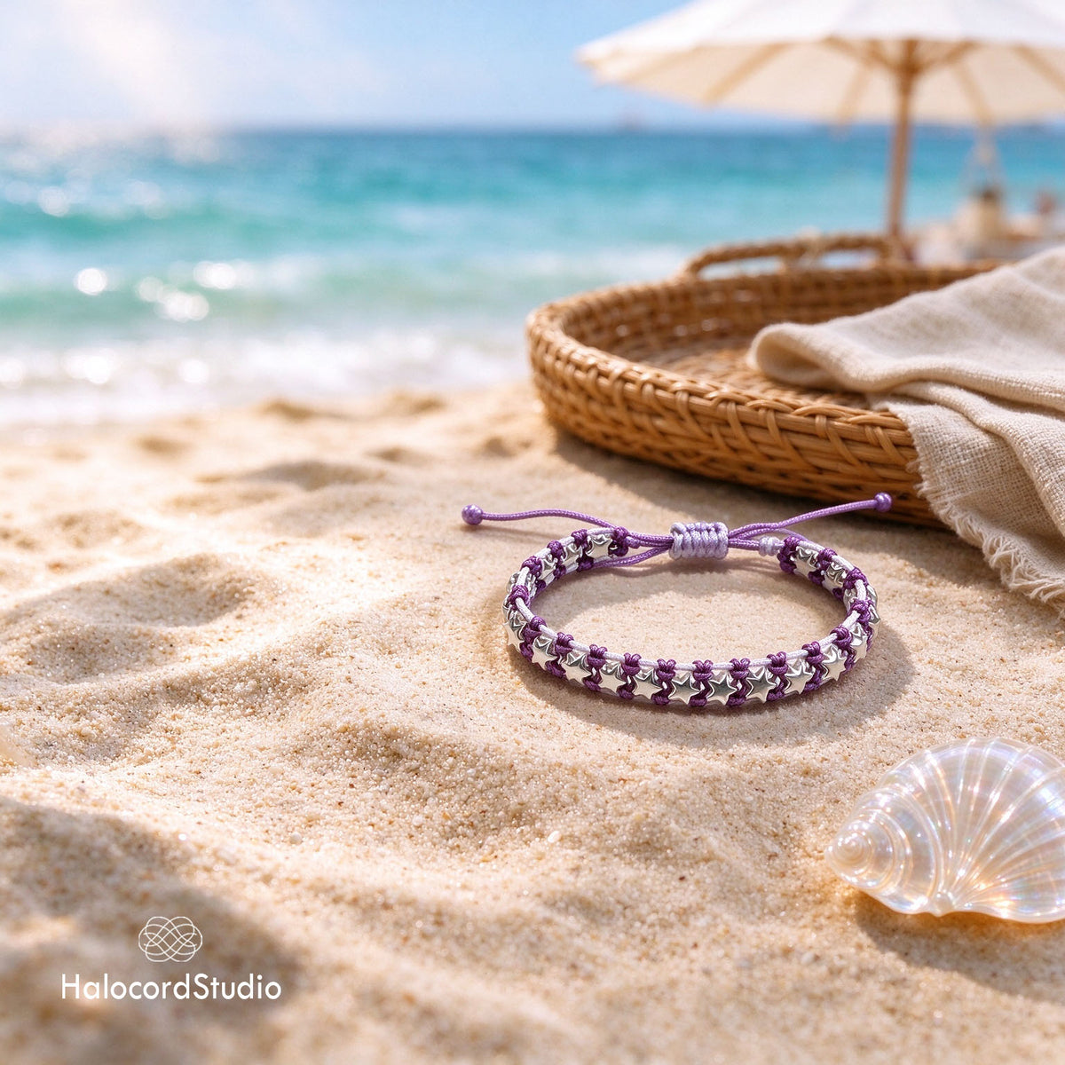 Handmade Woven Star Charm Bracelet – Adjustable Sliding Cord