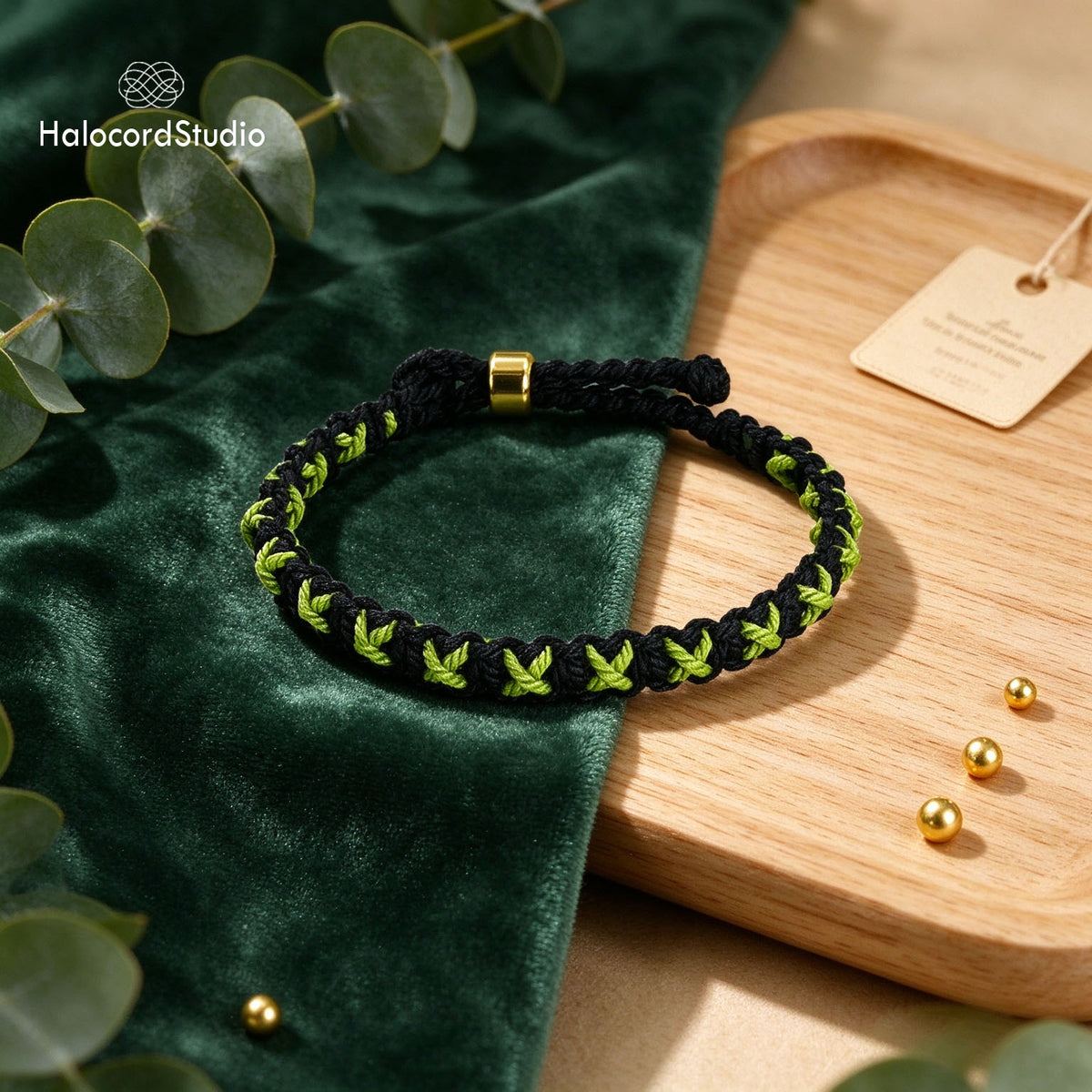 Handmade Woven Cross-Stitch Cord Bracelet – Adjustable Sliding Clasp